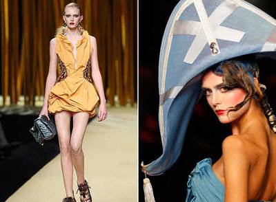 Propuestas de Louis Vuitton (arriba) y John Galliano en la pasarela de  prêt-à-porter. 