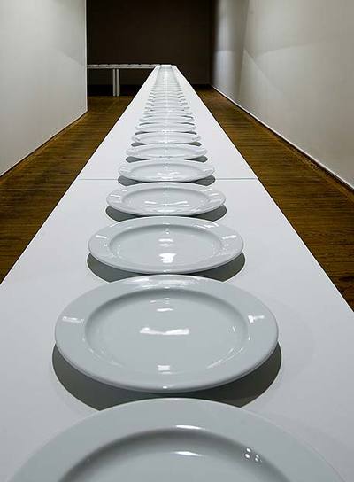 Una de las obras que componen la exposición  Camino de Santos .