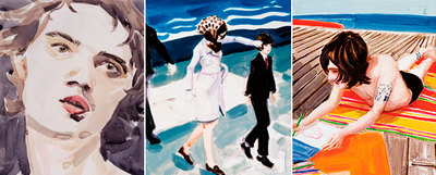  Pete (Pete Doherty), Jackie and John (Jackie fixing John's hair)  y Ben drawing, obras de  Elizabeth Peyton.