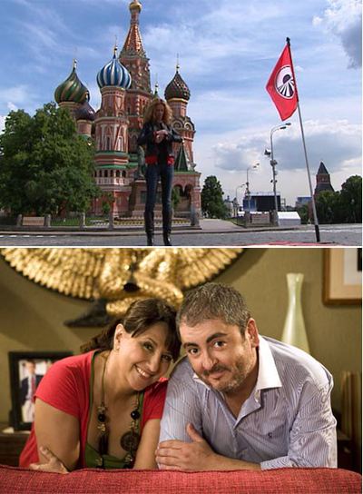 Arriba, Paula Vázquez en  Pekín express.  Abajo,  Escenas de matrimonio.  