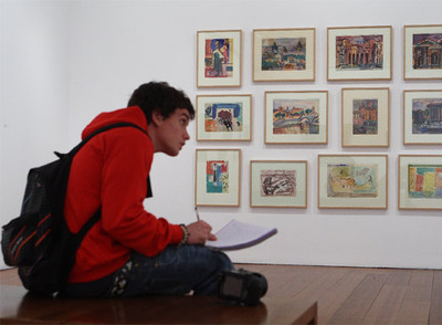 Un aspecto de la exposición  Los años primeros , que reúne cuadros de José Guerrero.