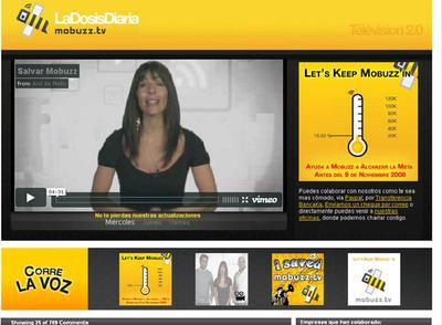 Página  web  de Mobuzz solicitando donaciones.