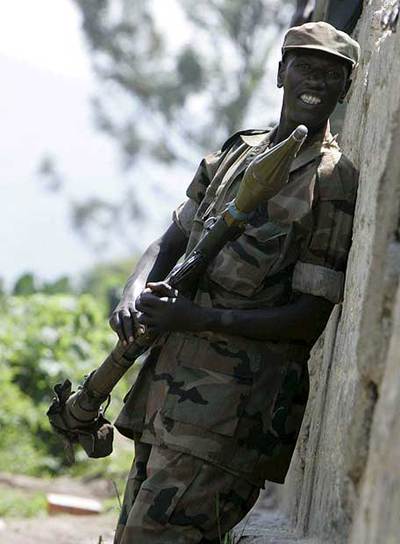 Un soldado rebelde en Congo.