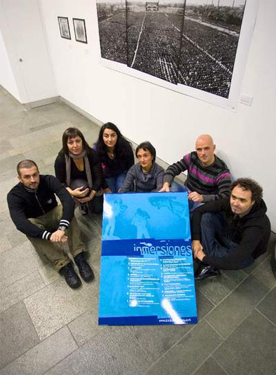 De izquierda a derecha, el comisario de  Inmersiones,  Iñaki Larrimbe; Ana Valdeolivas, Anabel Quincoces, la diputada López de Lacalle, Ibon Sáenz de Olazagotia y Natxo Rodríguez, ayer en Vitoria.