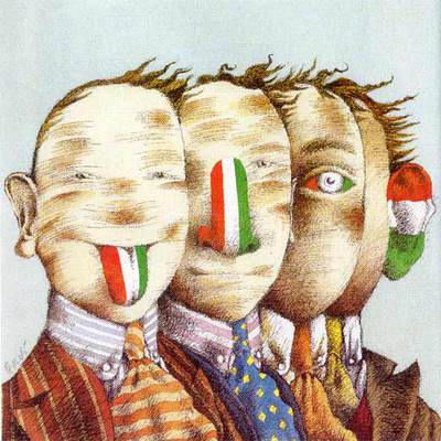  Saluti dall'Italia  (1983), ilustración de Tullio Pericoli.