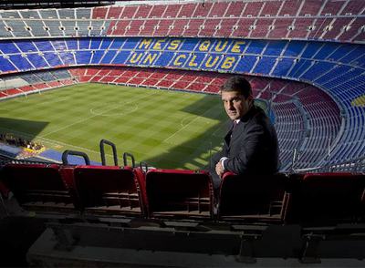 Joan Laporta, en la grada del Camp Nou la semana pasada.