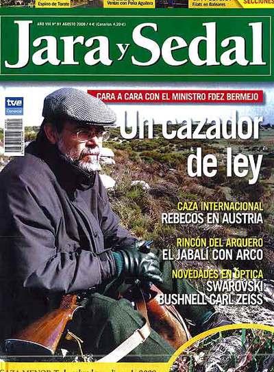 Reproducción de la revista especializada  Jara y Sedal,  con el ministro de Justicia, Mariano Fernández Bermejo, en su portada.