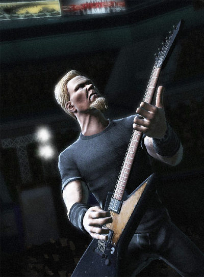 Simulación de James Hetfield en  Guitar Hero Metallica. 