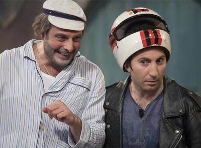 Roberto Vilar,  Tonecho , y Víctor Fábregas,  Tucho , en una de sus actuaciones para TVG.