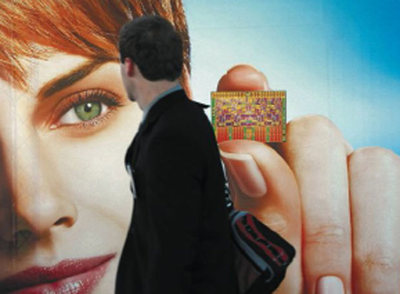 Muestra de un  chip  en la feria de la electrónica CES de Las Vegas.