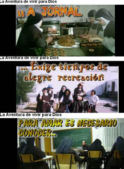 Fotogramas del vídeo  La aventura de vivir para Dios,  de la comunidad del monasterio de San Pedro de las Carmelitas de Osuna (Sevilla).