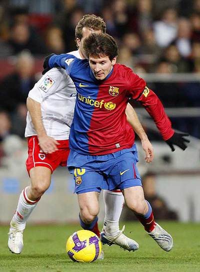 Messi, durante el partido contra el Numancia.