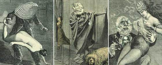  Edipo 25, El león de Belfort 18  y  El león de Belfort 26,  tres  collages  de la novela  Une semaine de bonté,  de Max Ernst.