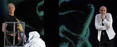 Ensayo de la obra  Te veo,  a cargo de la compañía Entretrés, en el teatro Infanta Isabel.