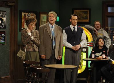 Kristen Wiig, Steve Martin y Will Forte en la última emisión de  Saturday night live,  el sábado 31 de enero.