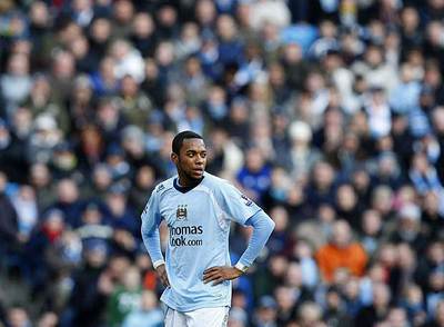 Robinho, durante un partido con el Manchester City en la Liga inglesa.