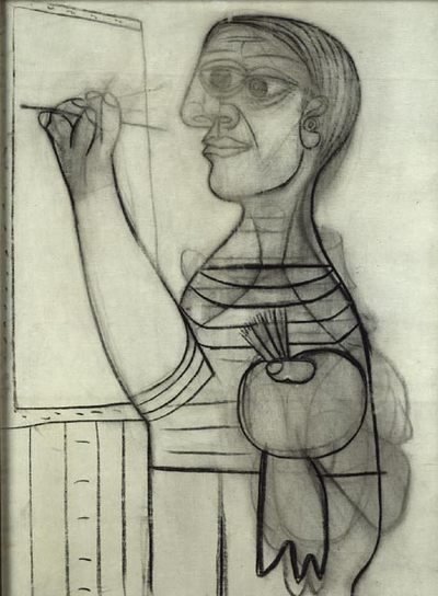  El artista frente al lienzo  (1938), uno de los seis autorretratos que se muestran en Londres.