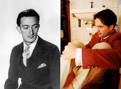 A la izquierda, un joven Dalí fotografiado por Man Ray en 1929. El actor Robert Pattinson (derecha) interpreta al artista en la película  Sin límites .