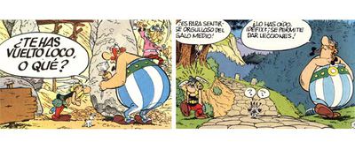 Dos viñetas de Astérix y Obélix que se publicaron en el primer número de la revista  Pilote , editada por Dargaud.