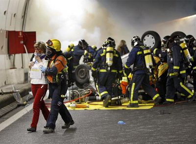 Simulacro de accidente en la M-30.