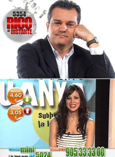 Arriba, Ramón García, presentador de  Rico al instante,  de Antena 3. Abajo, Canal Català, que subastó la semana pasada un BMW Mini.