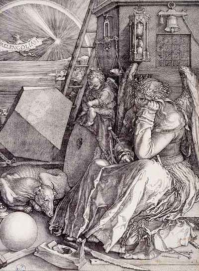  Melancolía  (1514), grabado de Durero.