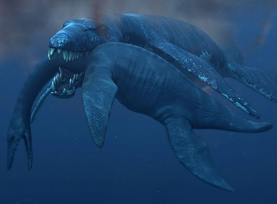 Un pliosaurio  Predator X  ataca a otro animal marino en una recreación gráfica.