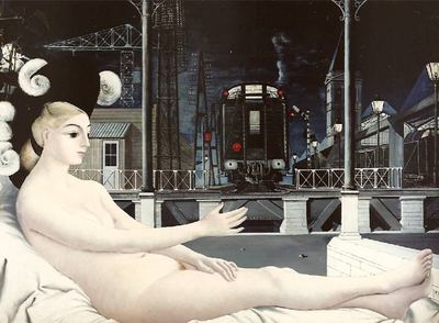  L'âge du fer   (1951) , óleo sobre madera de Paul Delvaux.