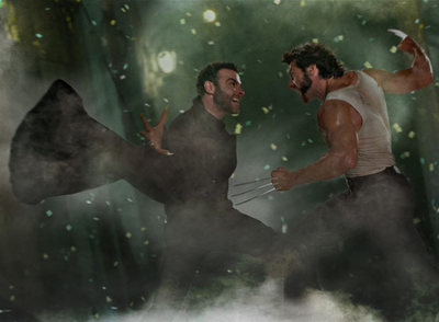 Fotograma de  X-men orígenes: Lobezno , con Dientes de sable (Liev Schreiber) y Lobezno (Hugh Jackman).