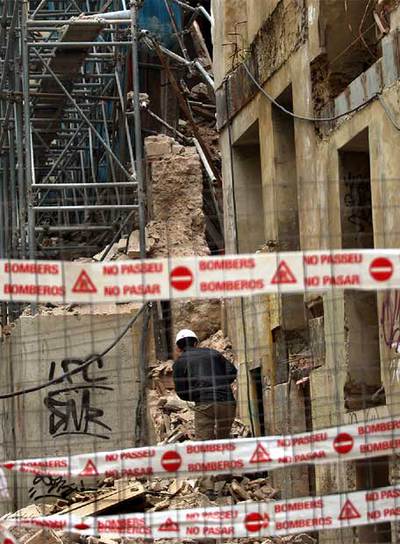 Derrumbe en el barrio de El Carme de Valencia