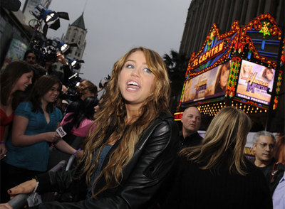 Miley Cyrus, en el estreno de la película  Hannah Montana. 