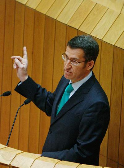 Alberto Núñez Feijóo, ayer durante su discurso de investidura en el pleno del Parlamento.