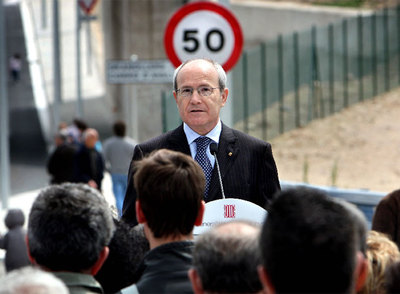 José Montilla, ayer, durante la inauguración del último tramo de la ronda norte de Granollers.