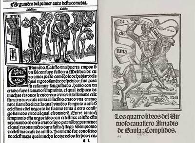 Izquierda, edición de  La Celestina  de 1499, conservada en la Hispanic Society of America. Derecha,  Amadís de Gaula  (1508) de la British Library.