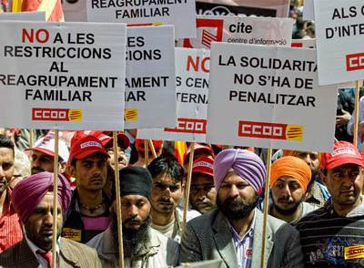 Inmigrantes en la manifestación del Primero de Mayo.