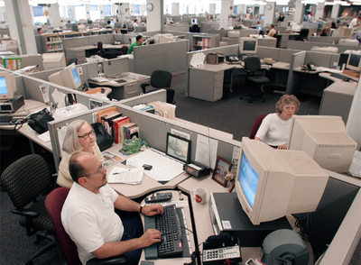 La redacción del periódico  The Philadelphia Inquirer,  en julio de 2006.