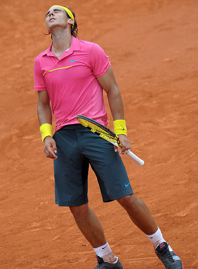 Nadal se lamenta tras perder un punto.