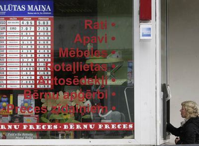 Aspecto de una sucursal bancaria en Riga, capital de Letonia.