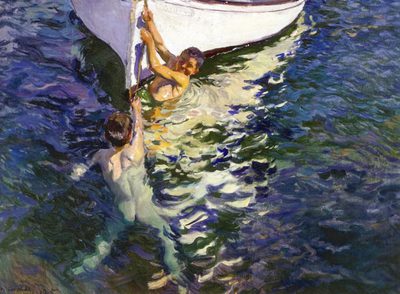  El bote blanco. Jávea, 1905,  óleo de Joaquín Sorolla.