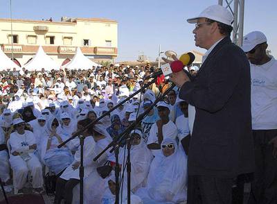 Fuad Alí el Himma, líder del Partido Autenticidad y Modernidad (PAM), en un mitin en El Aaiún.