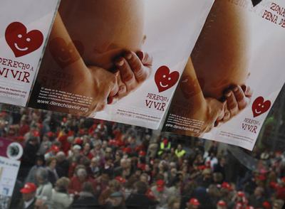 Manifestación contra la reforma de la ley del aborto el pasado mes de marzo en Madrid.
