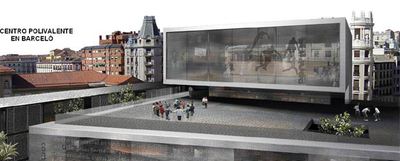 Jugando al baloncesto en la azotea del mercado de Barceló