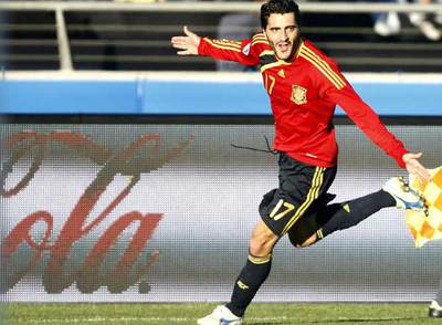 Güiza festeja uno de sus goles.