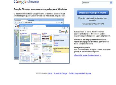 Pagina del navegador Google Chrome.