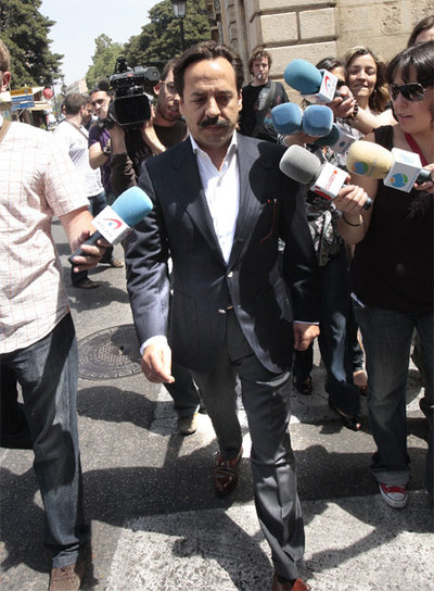 El gerente de Orange Market, Álvaro Pérez,  El Bigotes , a la entrada del Tribunal Superior valenciano.
