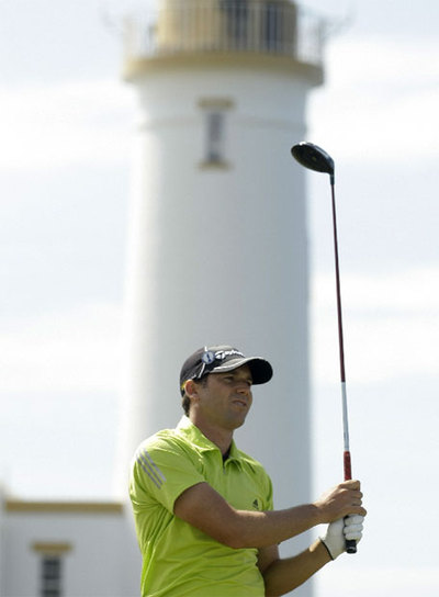 Sergio García se entrena en Turnberry.