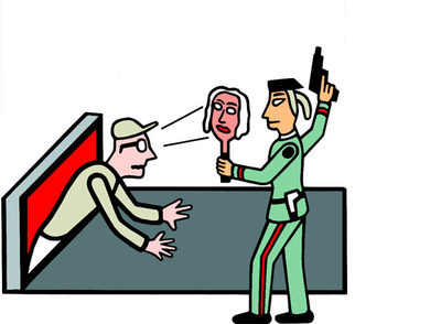 El hombre de las letras azules