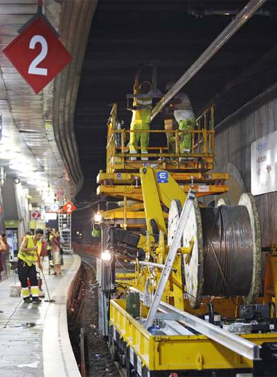 Un aspecto de las obras de la nueva catenaria