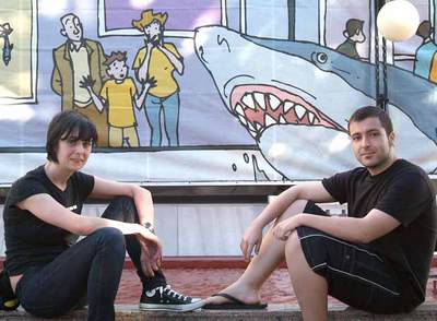 Emma Ríos y Álex Cal, en el recinto del salón coruñés del cómic  Viñetas desde o Atlántico. 