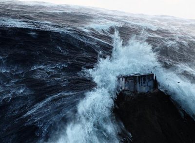 Centro, la cordillera del Himalaya, inundada en  2012.  